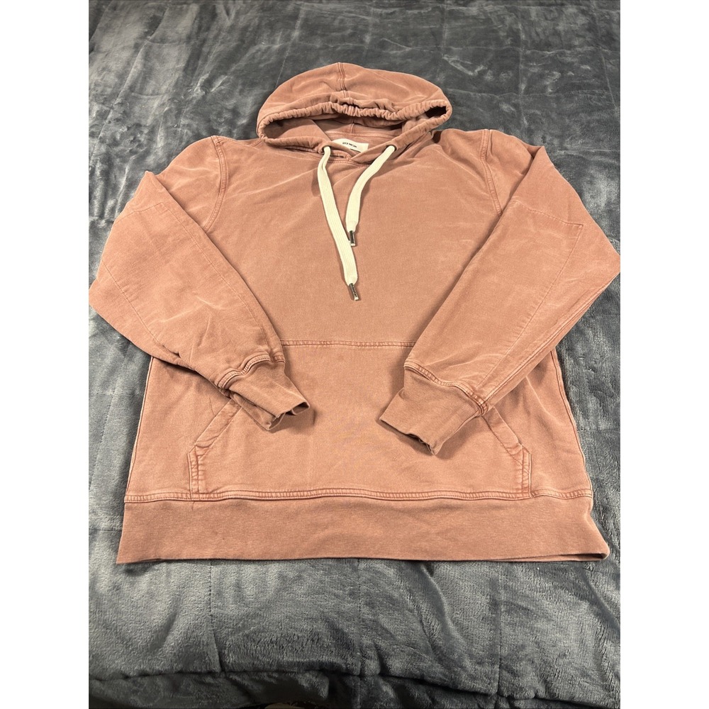 Buck Mason Mens Hoodie Sz Medium rust color Pullover Sweater Adult Cotton Basic